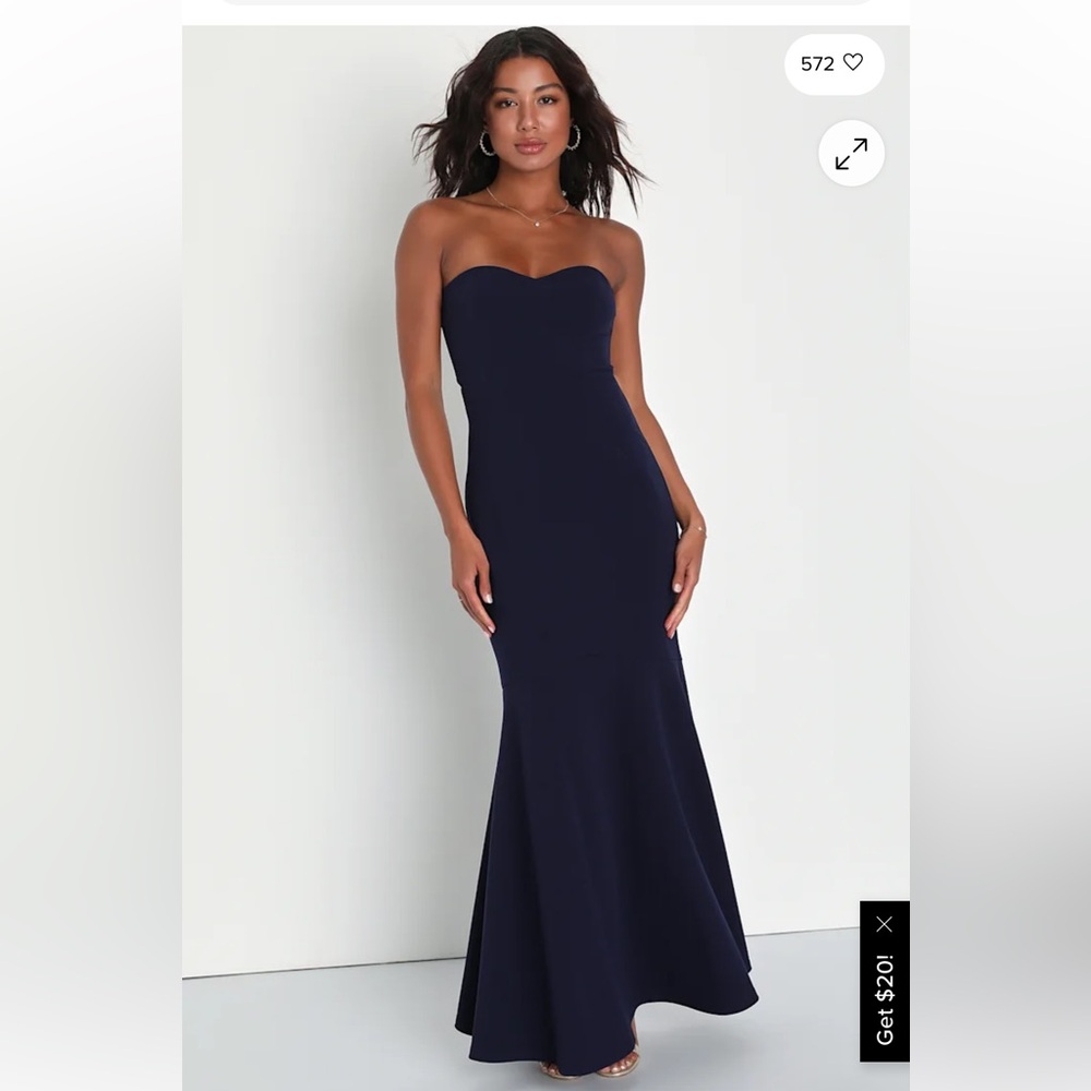Lulu's Midnight Blue Strapless Dress